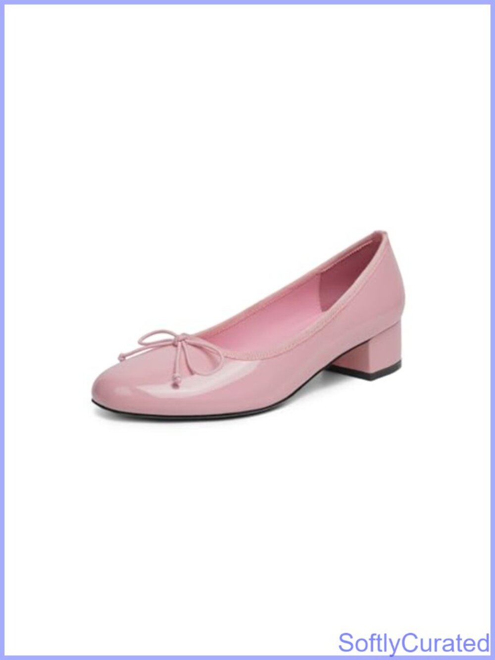 PU Ballet Pumps Low Chunky Block Heel Round Toe Women's Dress Shoes